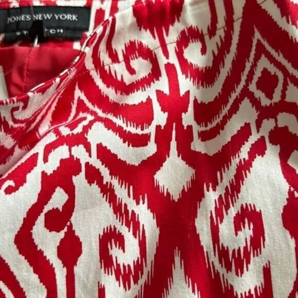 JONES‎ New York Stretch Fiesta Red Cream Pencil Skirt NWT Size 10 - Picture 5 of 5